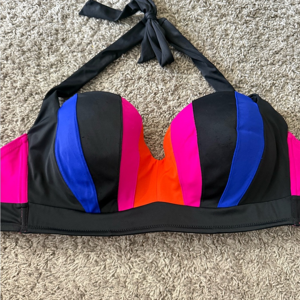City Chic Hot Pink and Black Bikini Top